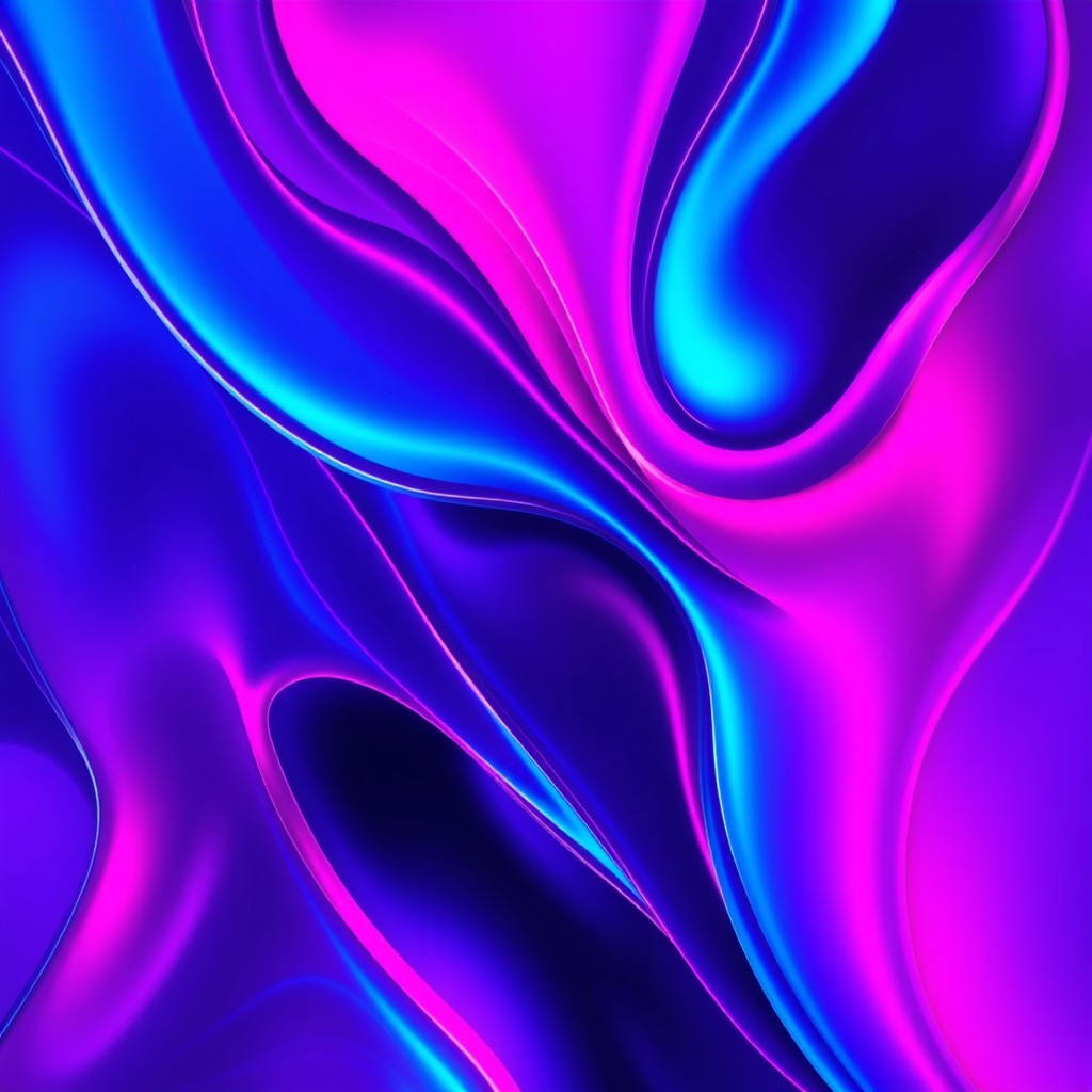 A stunning, abstract digital wallpaper featuring vibrant colors such as electric blue, neon pink, and deep purple