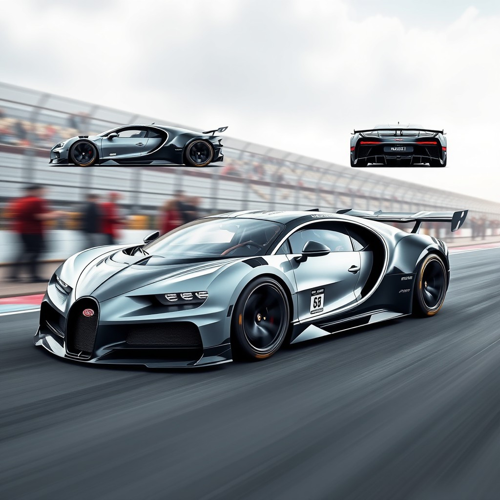 A stunning Bugatti Chiron transformed into a NASCAR race car, capturing innovative aerodynamic features and a powerful racing livery