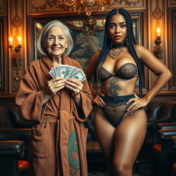 In a lavish Russian mafia-themed salon, a warm and captivating scene unfolds