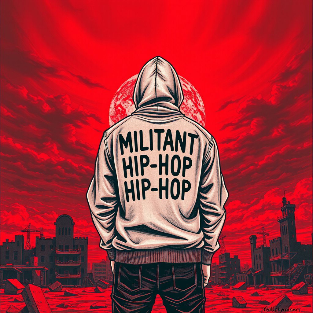 A striking drawing of a man standing with his back to the viewer against a backdrop of a desolate, ruined city