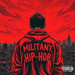 A powerful drawing of a man with his back to the viewer, set against the backdrop of a devastated cityscape