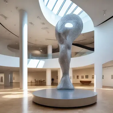 The modern architectural design of the museum includes a unique sculpture made of fulminate of mercury to provide a dynamic element to the space.