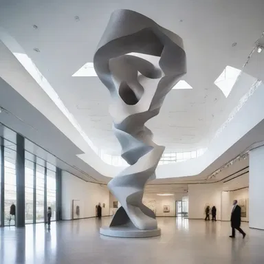 The modern architectural design of the museum includes a unique sculpture made of fulminate of mercury to provide a dynamic element to the space.
