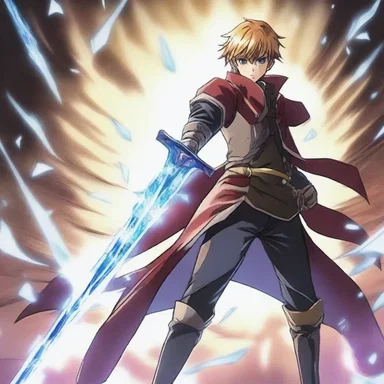 In the anime, the protagonist possesses a crystallized sword with extraordinary powers.