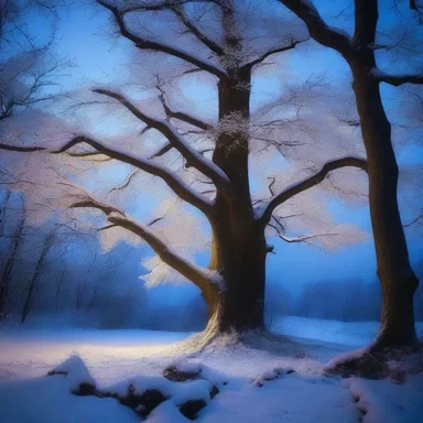 The author described the enchanted forest with its crystallized trees glistening under the moonlight.