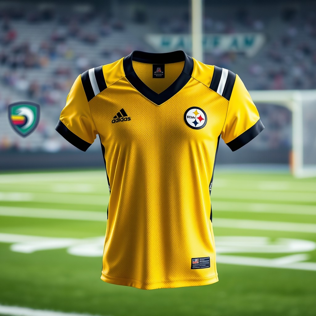 A vibrant yellow football jersey displayed prominently