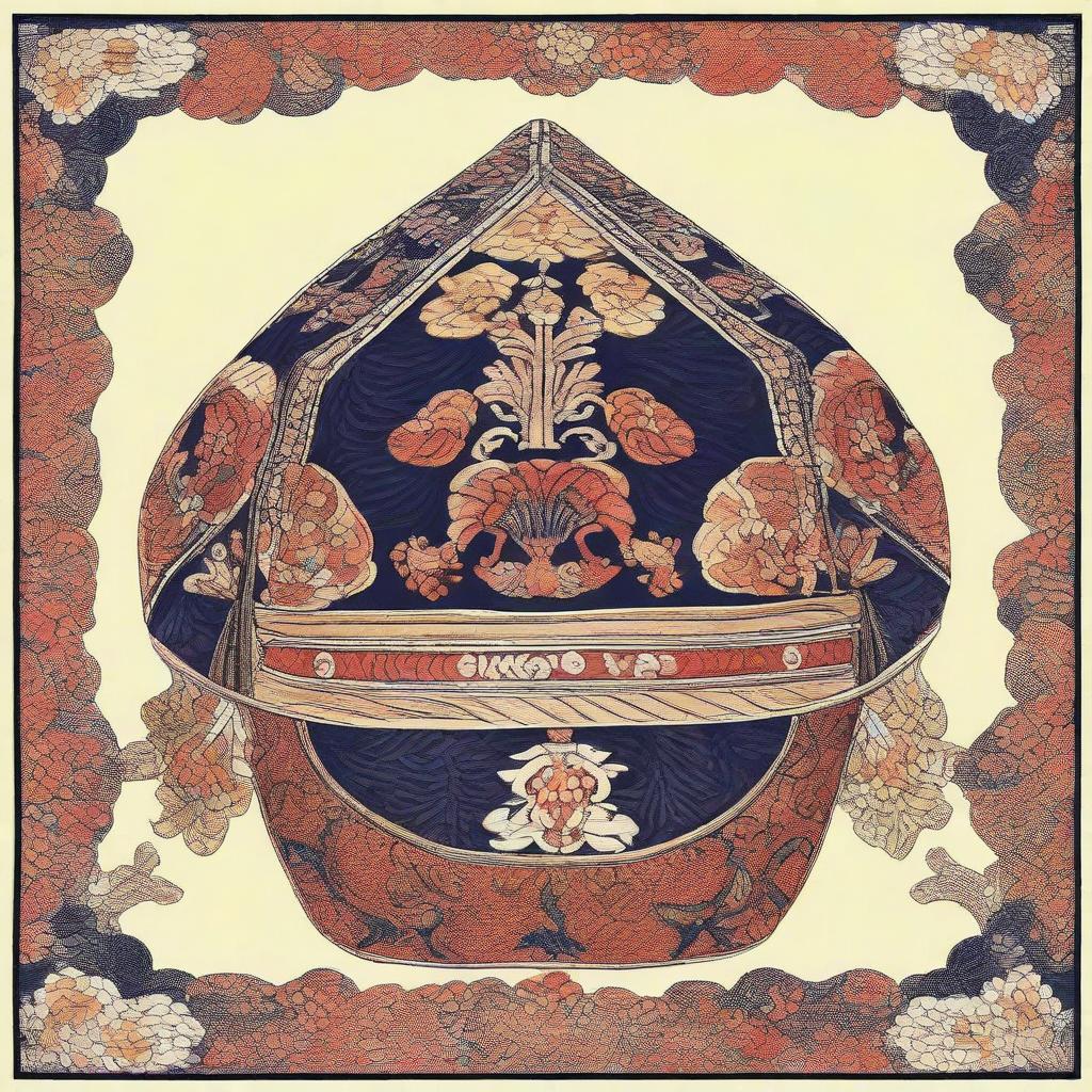 A finely detailed image of a Blangkon, traditional Javanese headgear often made of batik cloth.