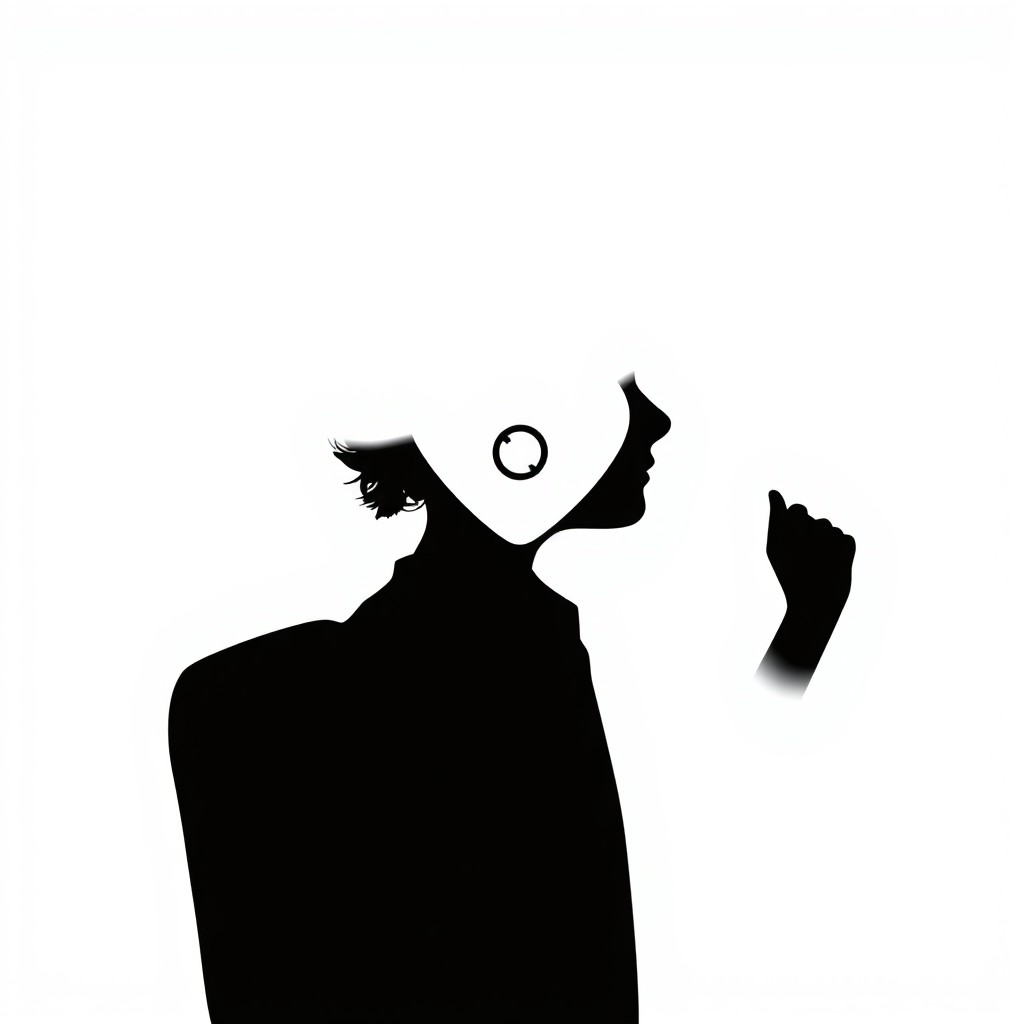 A silhouette of a student in a thoughtful pose, featuring a large white thought bubble above their head
