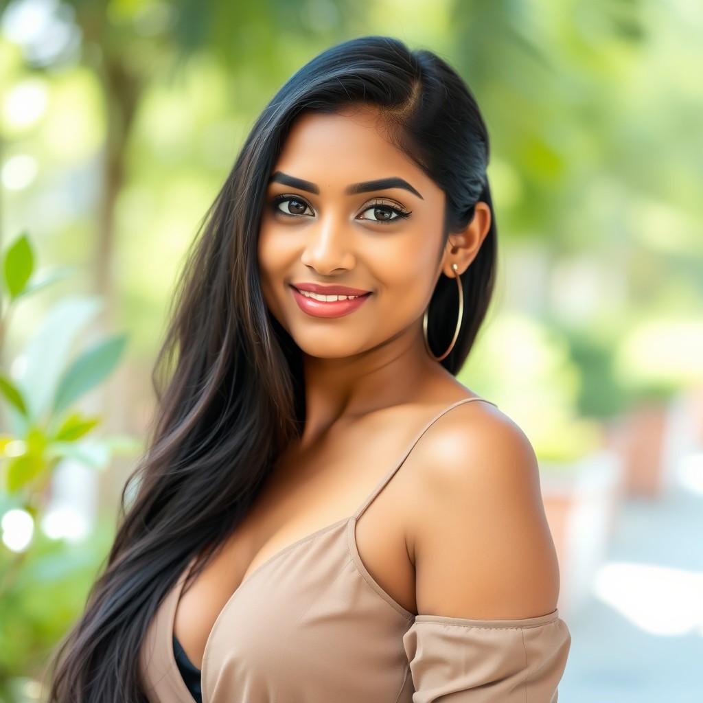 A beautiful 23-year-old Indian woman posing for a profile picture