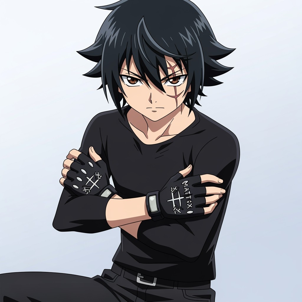 A 15-year-old character with a height of 5'8", featuring slightly spiky black hair styled from the front and nape length at the back