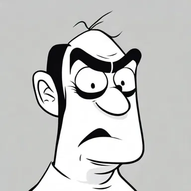 In the cartoon, the character quickly furrowed their brow in frustration.
