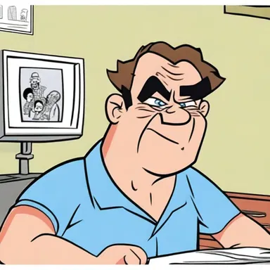 In the cartoon, the character quickly furrowed their brow in frustration.