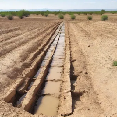 During the construction of the ancient irrigation system, the workers furrowed the fields to create efficient channels for water flow.