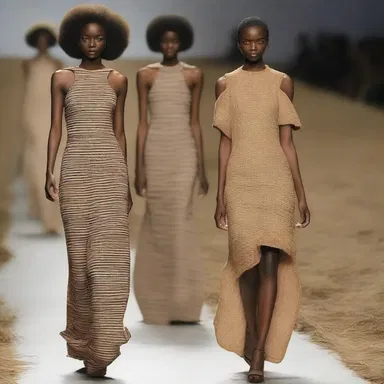 The designer showcased a new collection featuring dresses with furrowed patterns inspired by agricultural furrows.