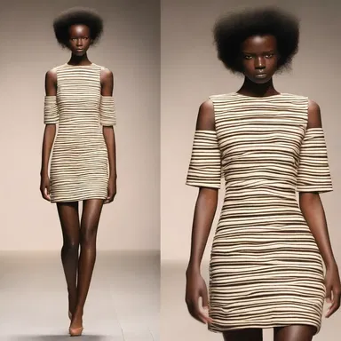 The designer showcased a new collection featuring dresses with furrowed patterns inspired by agricultural furrows.