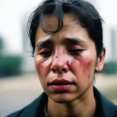 In the emotional scene, tears furrowed down the protagonist's cheeks.