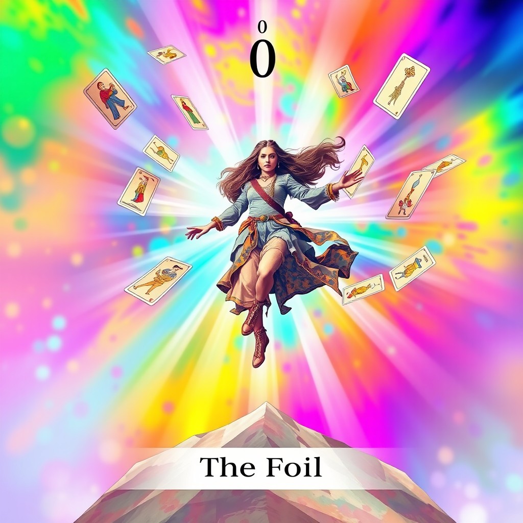 A tarot card design featuring 'THE FOOL'
