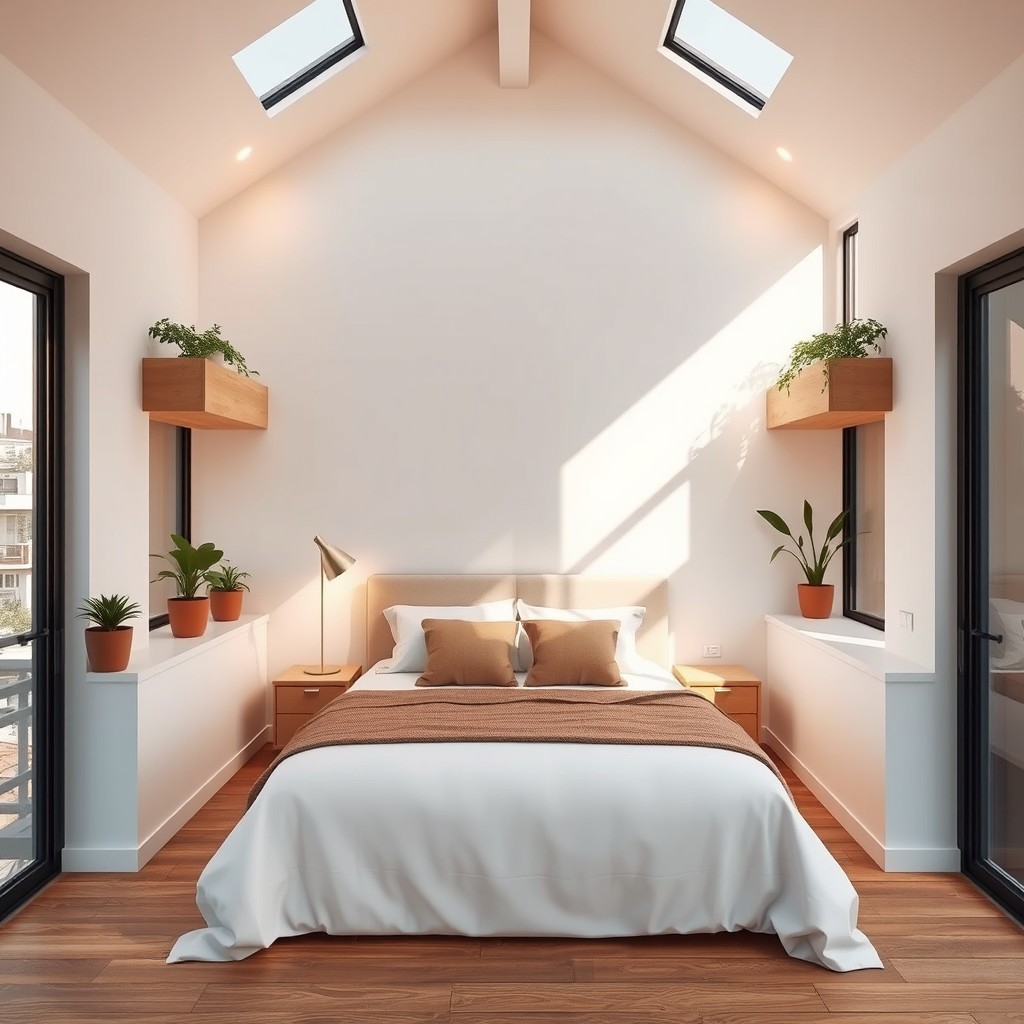 A beautifully designed mezzanine bedroom space measuring 300cm in length, 190cm in width, and 160cm in height