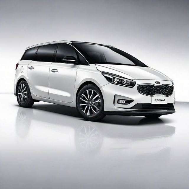 The new model of Kia Carens, showcasing its sleek design, gleaming paint job, and latest features on a clean, white background.