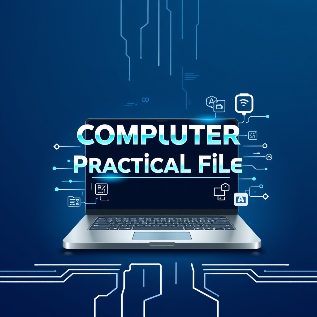 A visually appealing design for a computer practical file cover, featuring a sleek and modern layout