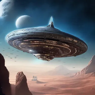 In the science fiction novel, the spaceship traveled through intergalactic space in search of new civilizations.