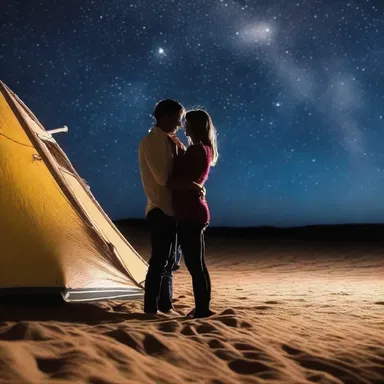 The couple spent their evenings stargazing in intergalactic space, feeling the vastness of the universe enhancing their romantic connection.