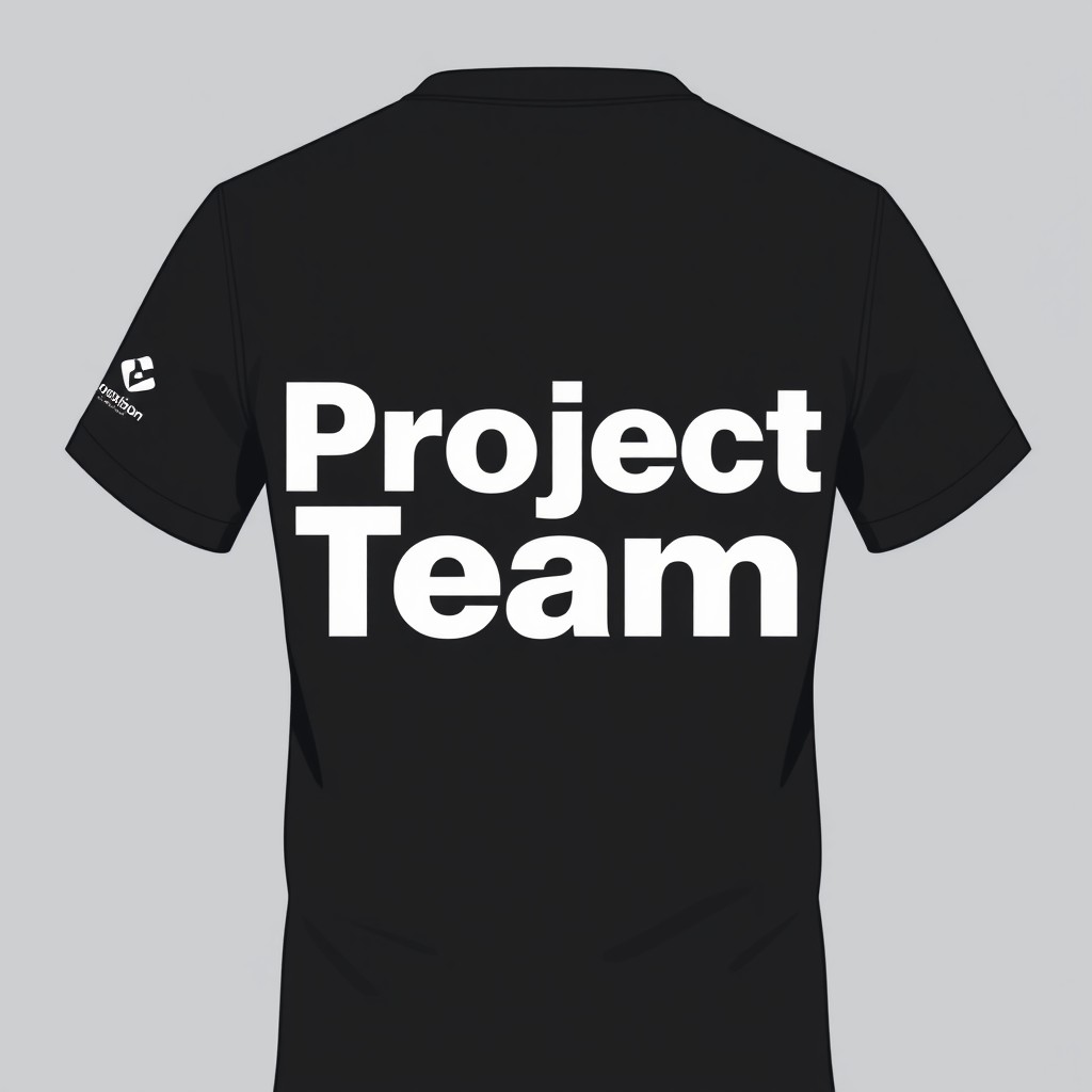 A stylish black T-shirt design tailored for construction project team members, featuring bold and professional typography