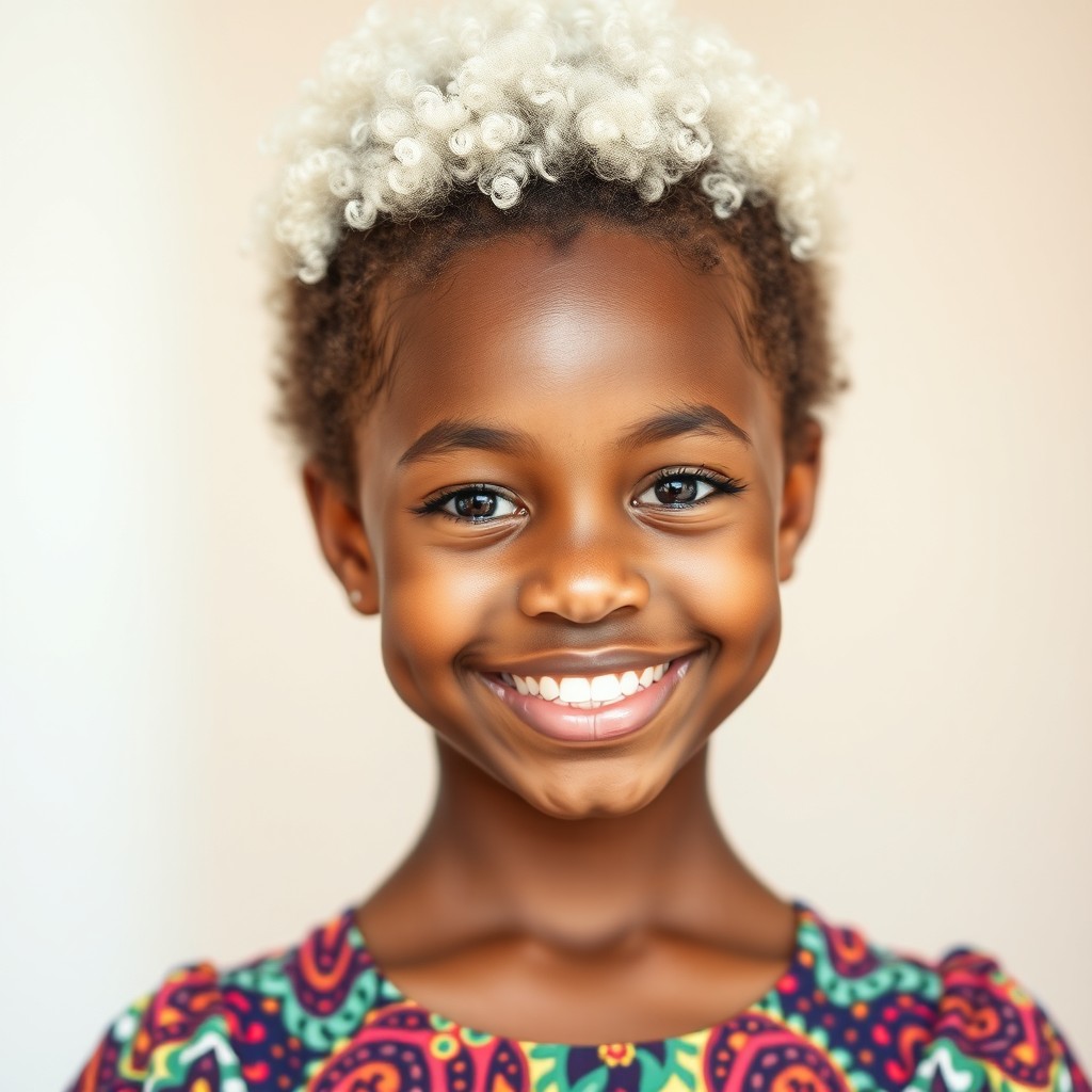 A portrait of a beautiful black girl with a light complexion