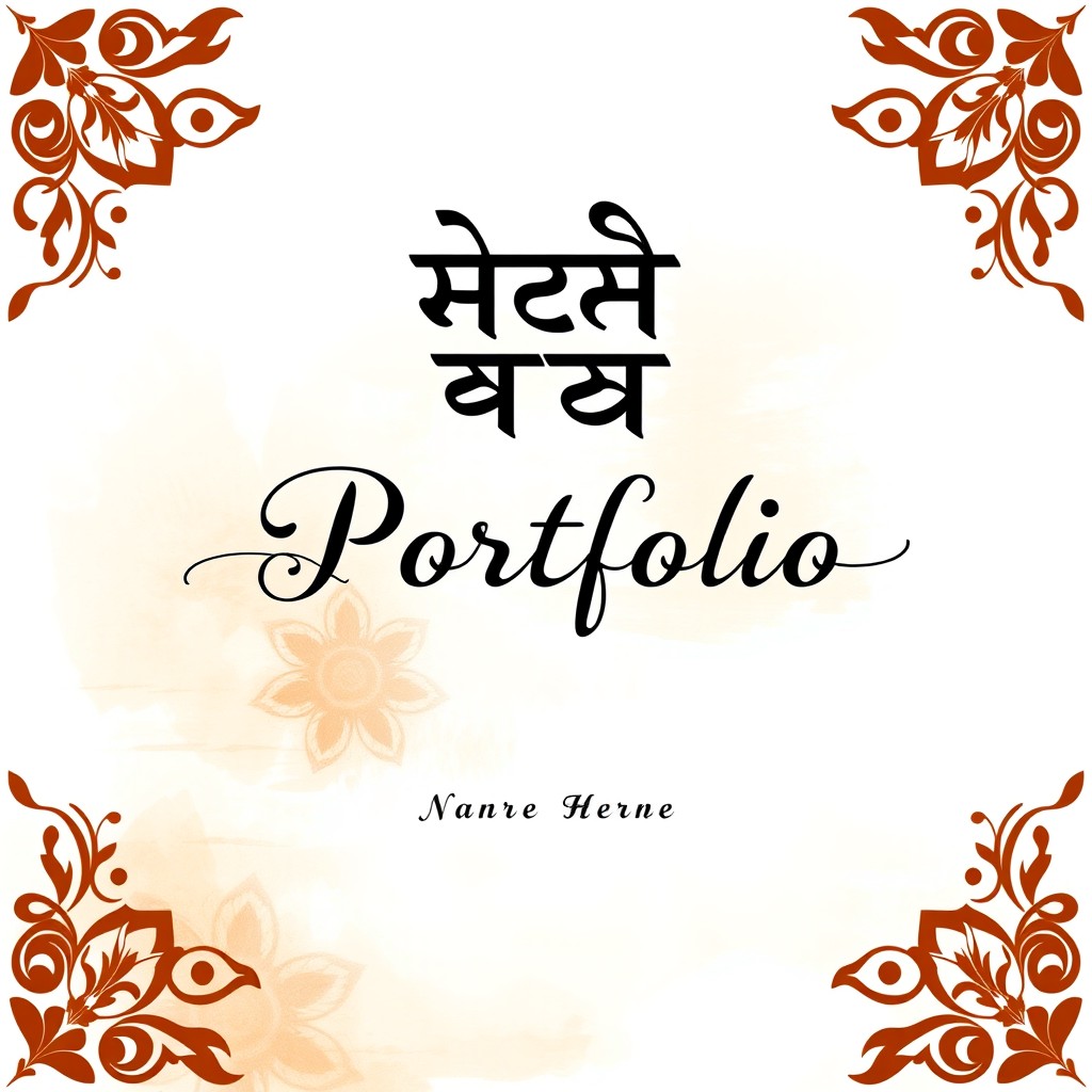 An elegant and creative A4 portfolio cover page design for a Hindi portfolio