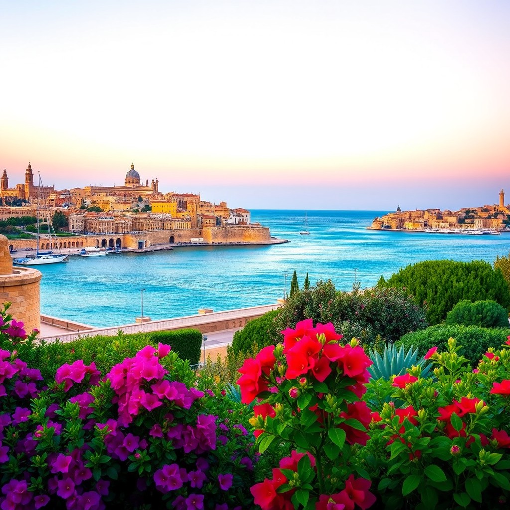 A stunning panoramic view of Valletta, Malta, showcasing its iconic architecture and historic landmarks