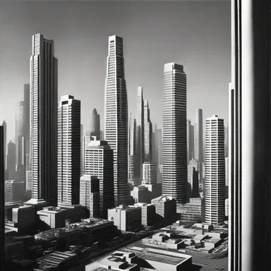 The futuristic cityscape in the film harks back to classic science fiction aesthetics of the 1950s.
