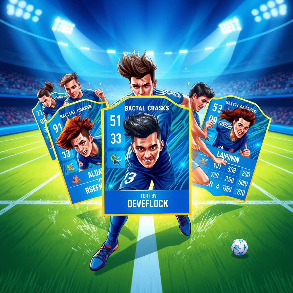 A dynamic illustration of player cards inspired by 'Blue Lock', showcasing a variety of soccer players in action poses