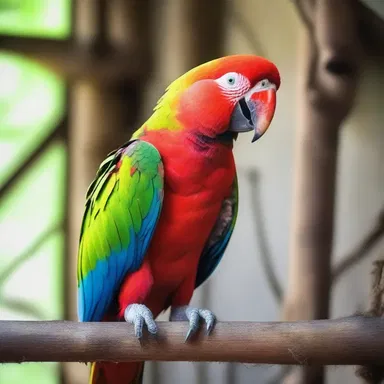 In the spooky attic, a parroket with blood-red feathers stared menacingly, causing a chilling terror to grip the residents of the house.