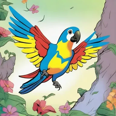 In the colorful pages of the comic book, a parroket named Polly soared through the air, donning a superhero cape and coming to the rescue of innocent creatures.