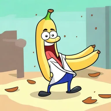 In the cartoon, the character slipped on a banana peel and his bursa burst, causing him great pain.