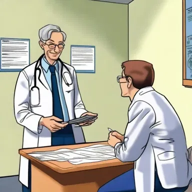 The doctor made a lighthearted joke about the bursa, lightening the mood in the examination room.