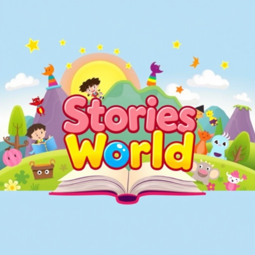 A vibrant and engaging YouTube banner for a channel named 'Stories World'