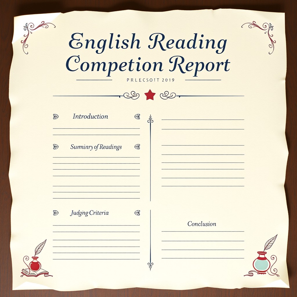 A beautifully designed report page for an English reading competition