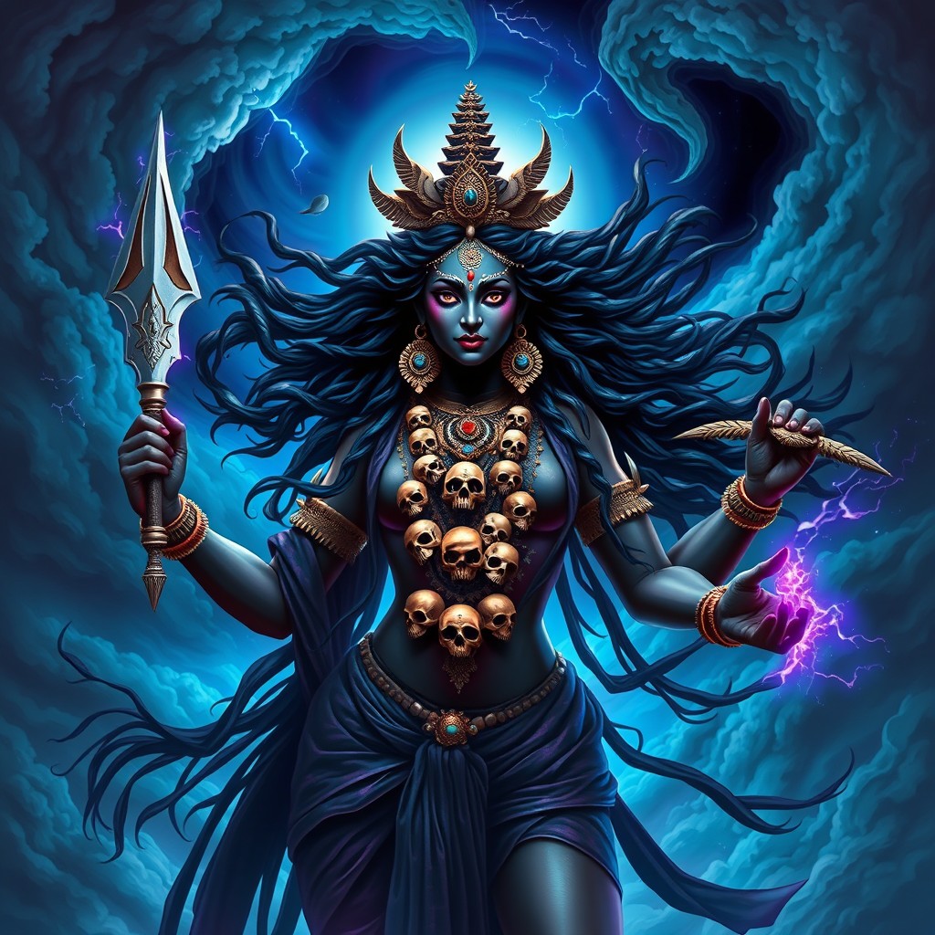A mesmerizing depiction of Goddess Kaali, the fierce and powerful Hindu goddess
