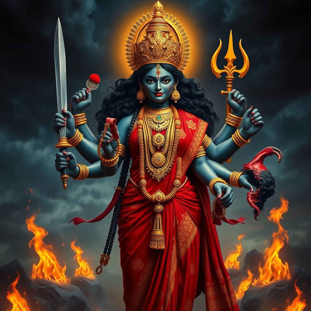 A traditional and authentic representation of Goddess Kaali, embodying her original and ancient form