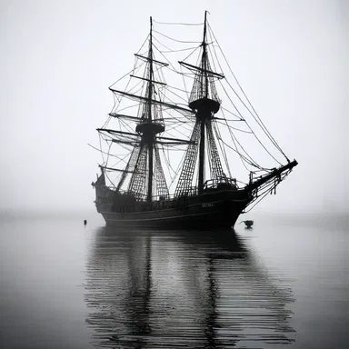 As the fog rolled in, the ghostly pirate ship began to bear down on their small fishing vessel, sending shivers down their spines.