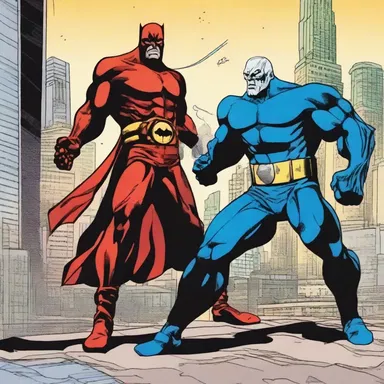 In the climactic scene of the comic book, the villain's diabolical machine starts to bear down on the heroes, threatening to annihilate them and their city.