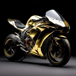 An image of a superbly designed, high-performance superbike, emphasizing its sleek contours and gleaming metallic surface.