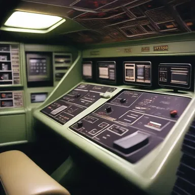 In the alien spaceship, the control panels were covered in mottling, indicating advanced technological design.