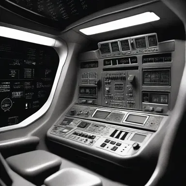 In the alien spaceship, the control panels were covered in mottling, indicating advanced technological design.