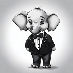 A 2D illustration of a sad, anthropomorphized baby elephant standing on its hind legs