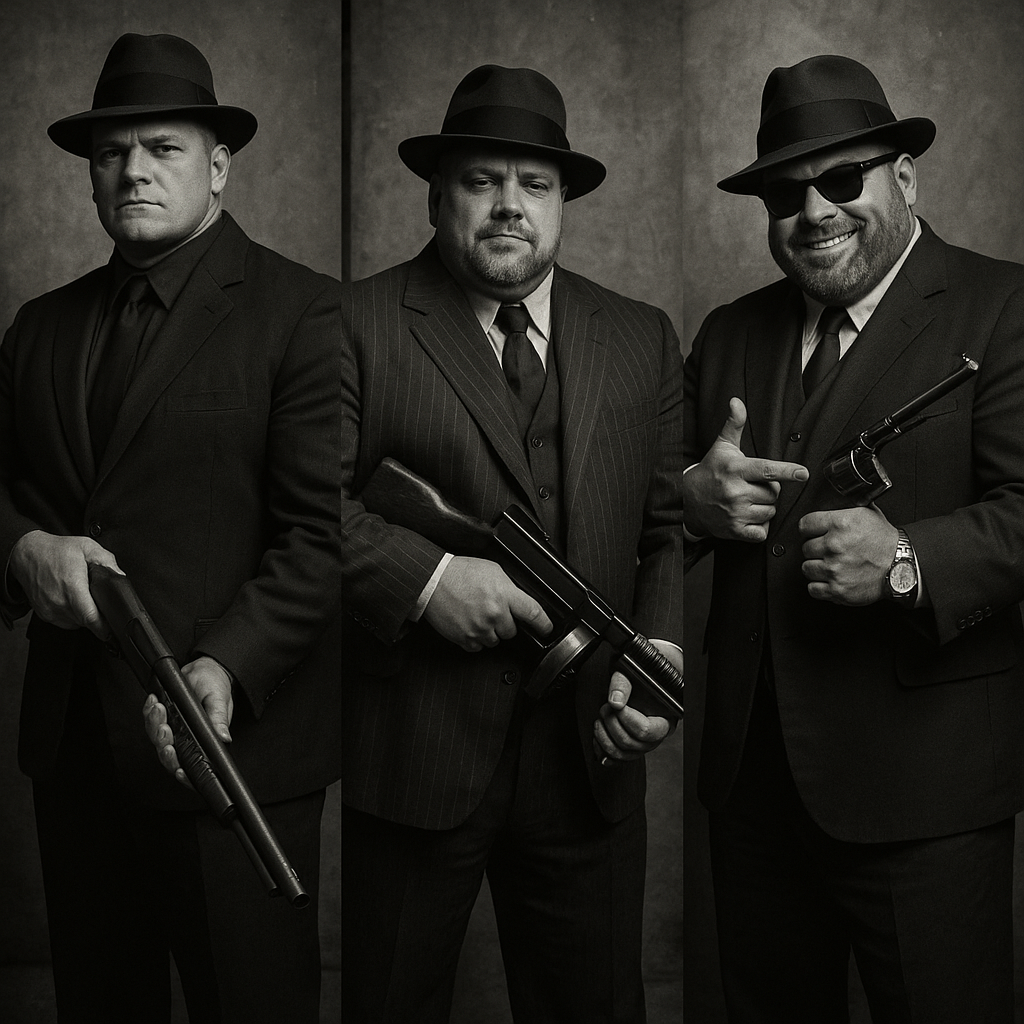 Make them all 50s style gangsters holding weapons
