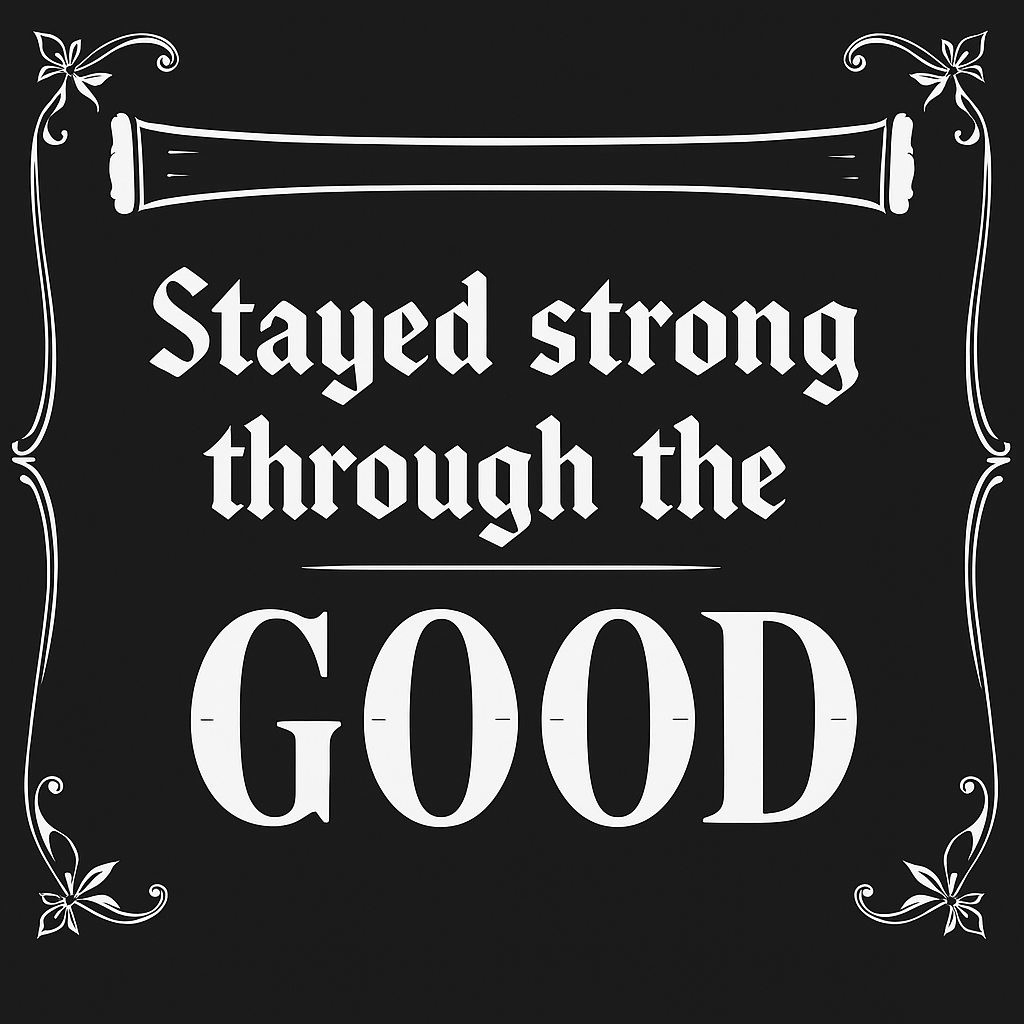 Take one of the strong words out and make everything on one line except the GOOD