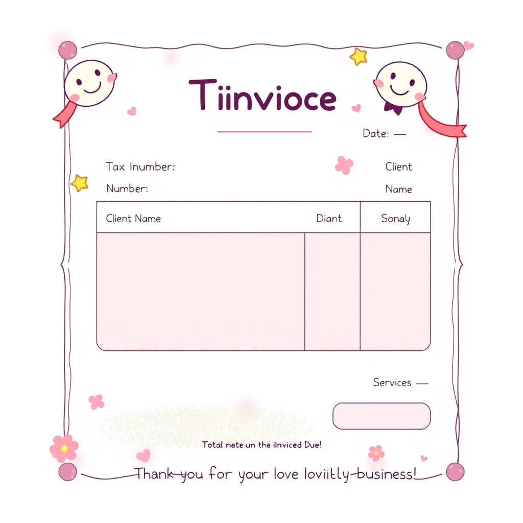 A cute tax invoice form designed with a playful, sissy-themed aesthetic