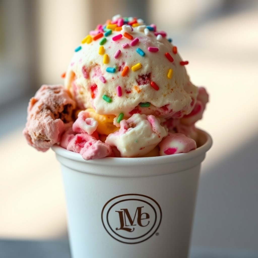 A front view of a delicious scoop of ice cream in a classic white styrofoam cup
